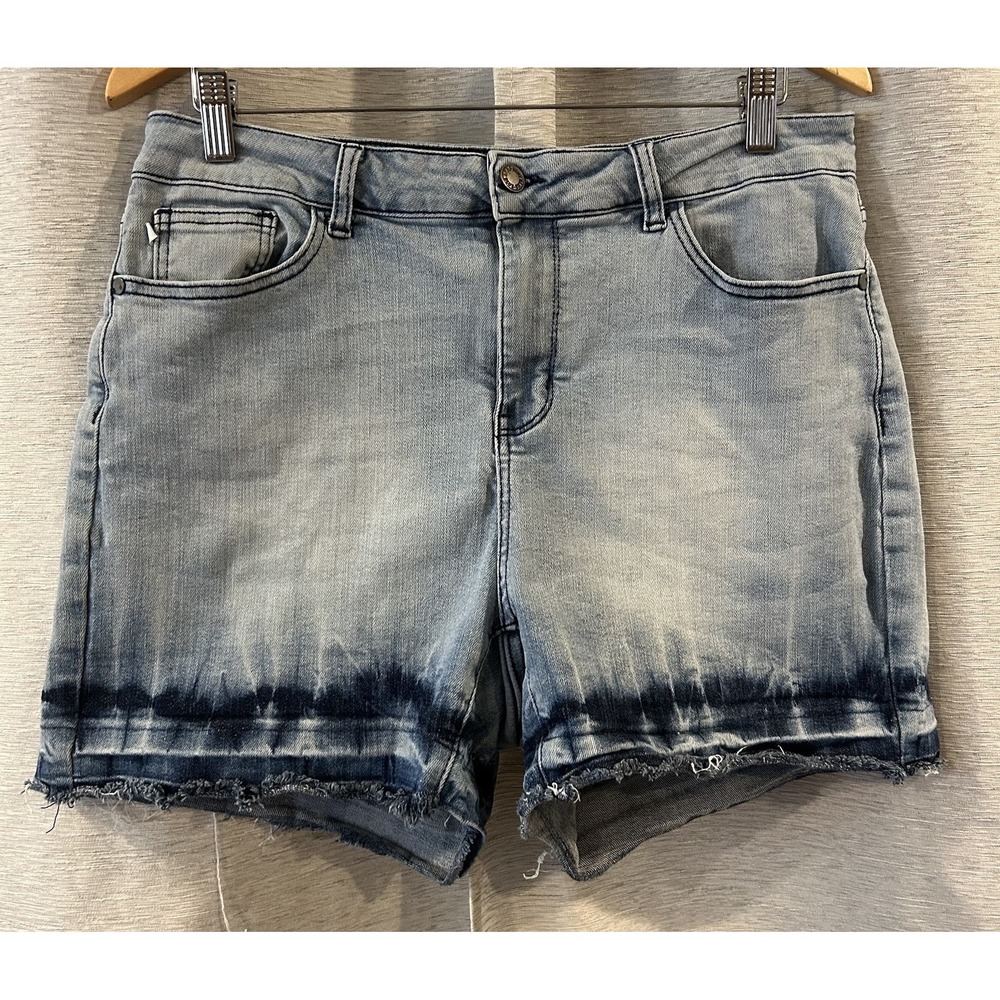 Judy Blue Kinley - Ombré Denim Blue Frayed Hem Shorts #JB150053‎ Size 1X